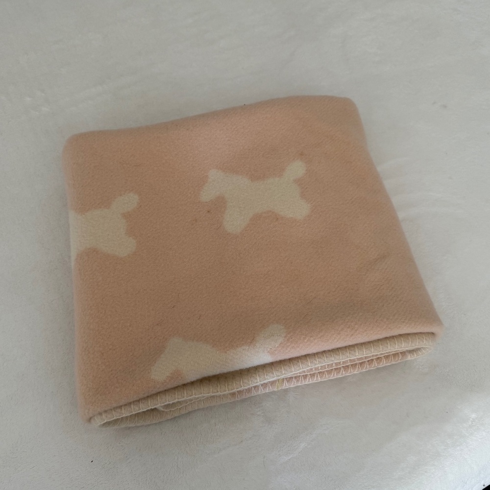 Hermes Vintage Pink Baby Blanket with Rocking Horses